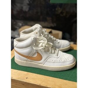 Nike Court Vision Mid White Tan Sneakers Women's 8.5 EUR 40 CD5436-104